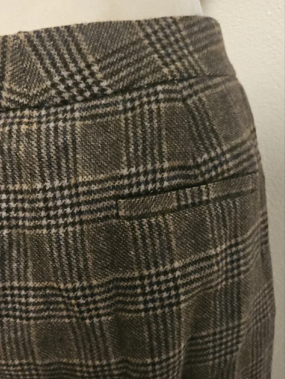 90s VintageJ. Crew Wool Cashmere Brown Plaid Wool Pencil Skirt Size 2